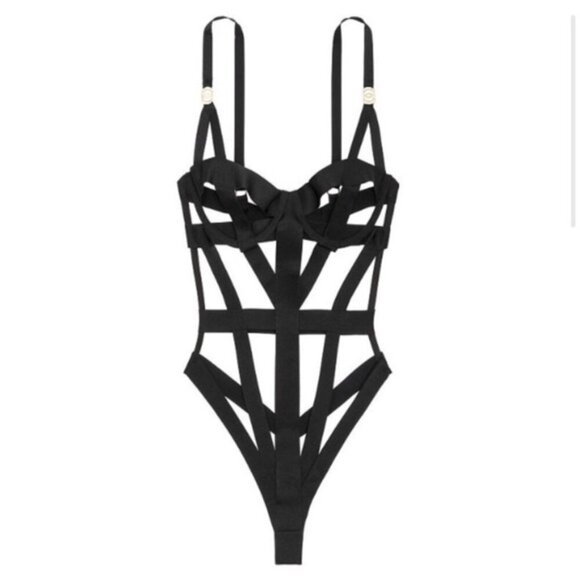 Victoria's Secret Very Sexy Black Bondage Bodysuit Size Small - Picture 3 of 12